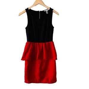 Better Be Peplum Tweed Sleeveless Colorblock Size S Small Red Black